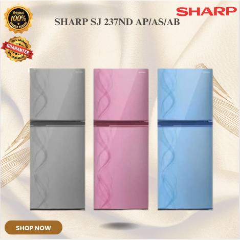 SHARP KULKAS 2 PINTU SJ 237ND AP/AS/AB NO FROST/SJ-237-ND AP/AS/AB/SJ237ND AP/AS/AB/BERGARANSI RESMI