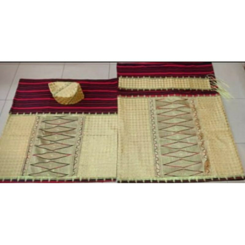 tapis lampung bordir mama papa set peci jungsarat mata kibau motif tumpal