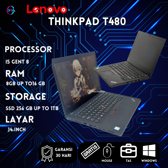 Laptop Lenovo Thinkpad Core i5 / i7 Gen 6 / 8 Ram 8gb SSD 256gb Mulus &amp; BERGARANSI
