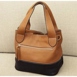 TAS SLEMPANG WANITA VARIASI COKLAT MUDA/TAN DAN HITAM BAHAN KULIT SAPI ASLI