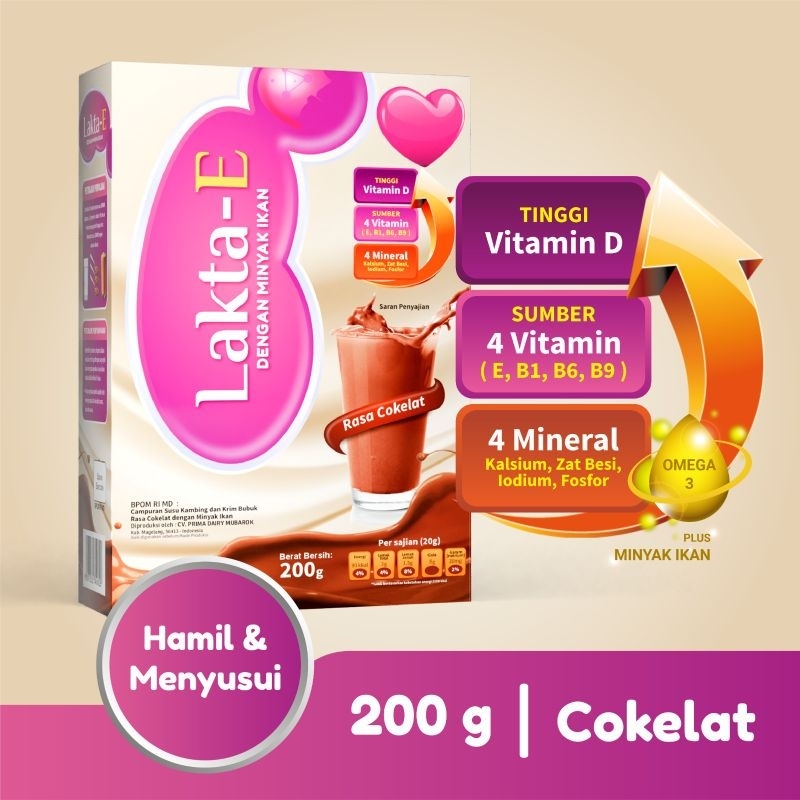 Susu Kambing Lakta - E (Plus Minyak Ikan) Susu Kambing Ibu Hamil Ibu Menyusui Susu Hamil Susu Busui