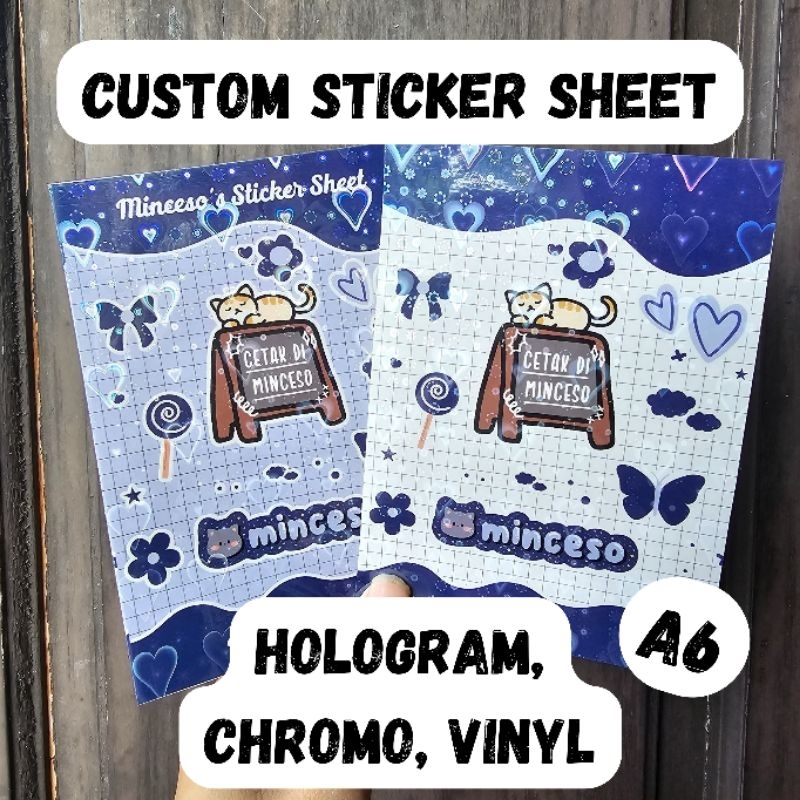 

[EXPRESS] CUSTOM STICKER SHEET HOLOGRAM A6 STIKER HOLO FREEBIES KONSER ANIME KARTUN JEPANG COSPLAY
