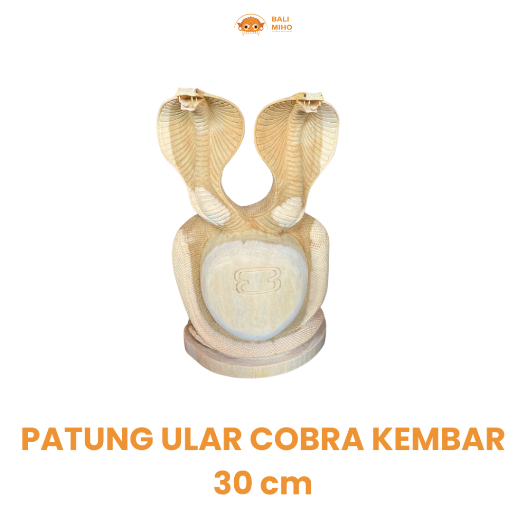 Patung Ular Cobra Kembar Ukuran 30cm - Patung Ular Kayu - Patung Binatang - Dekorasi Kayu - Kerajina