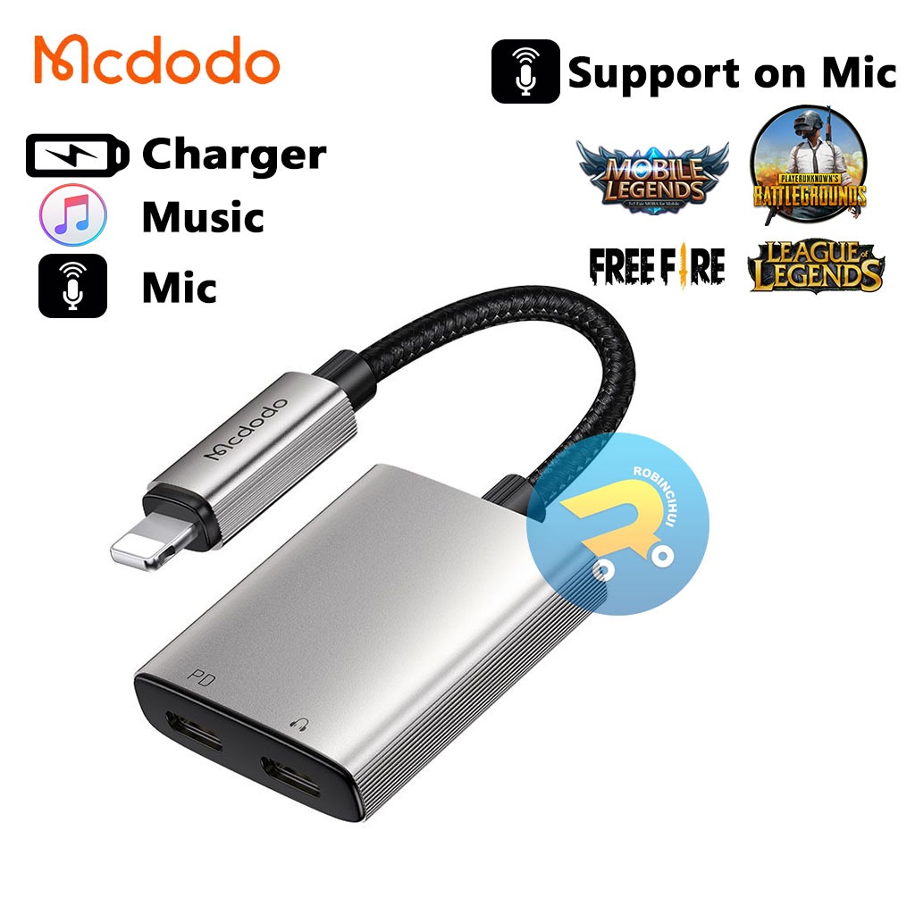 Splitter iphone mcdodo dual lightning - converter - connector iphone - adapter lightning konverter