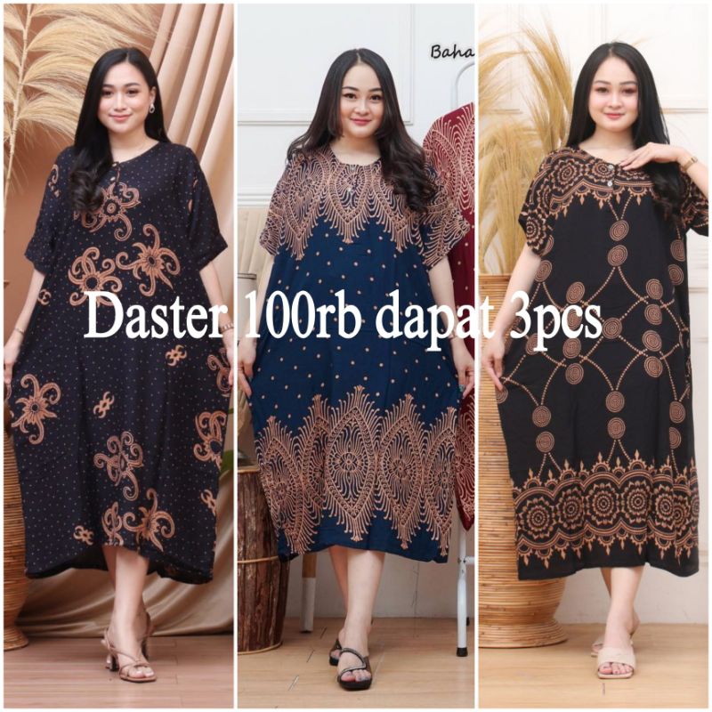 Terlaris Daster jumbo 100rb dapat 3pcs ld 120cm pj 110cm kain rayon daster santai kancing depan [Bis