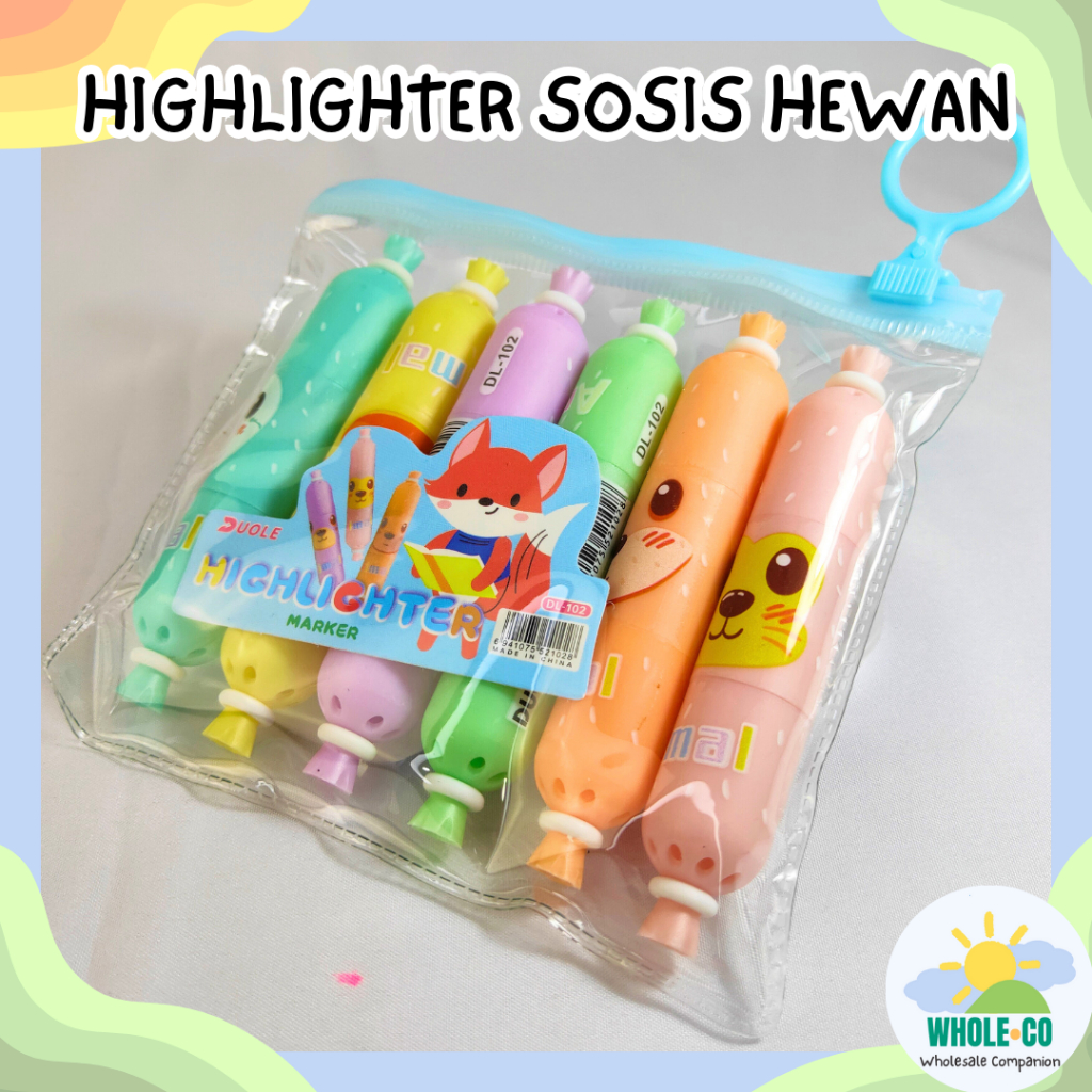 

Highlighter Sosis Hewan 1 Set isi 6 Pcs Colorful Bentuk Makanan Lucu, Unik, Imut Termurah Grosir COD