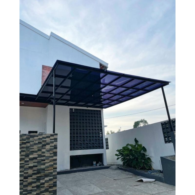 KANOPI MINIMALIS ATAP SOLARFLAT RANGKA HOLLOW GALVANIS