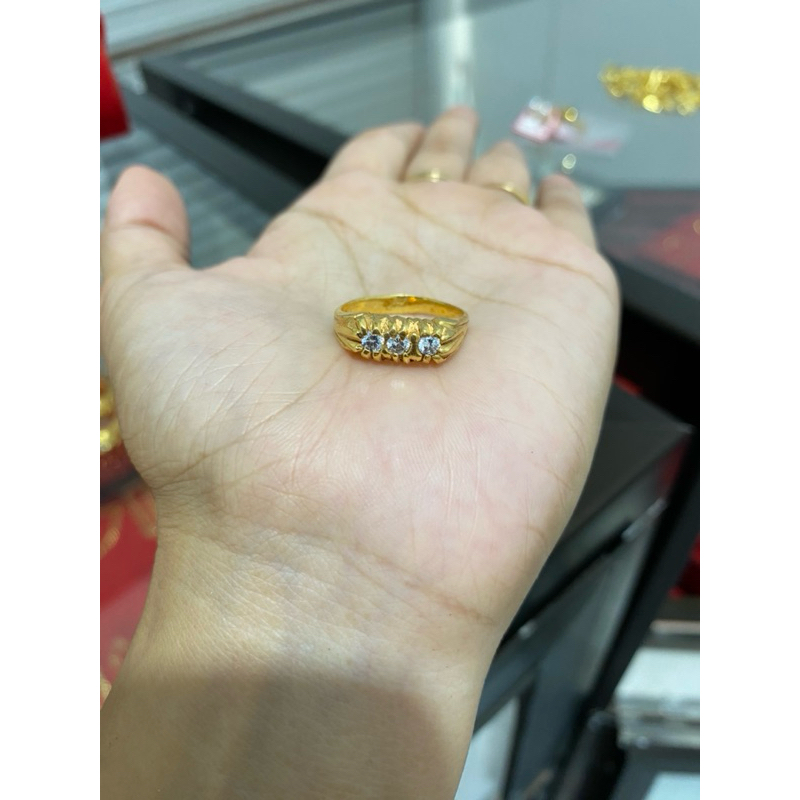 cincin listring mata 3 model jadul swasa lapis emas 22k