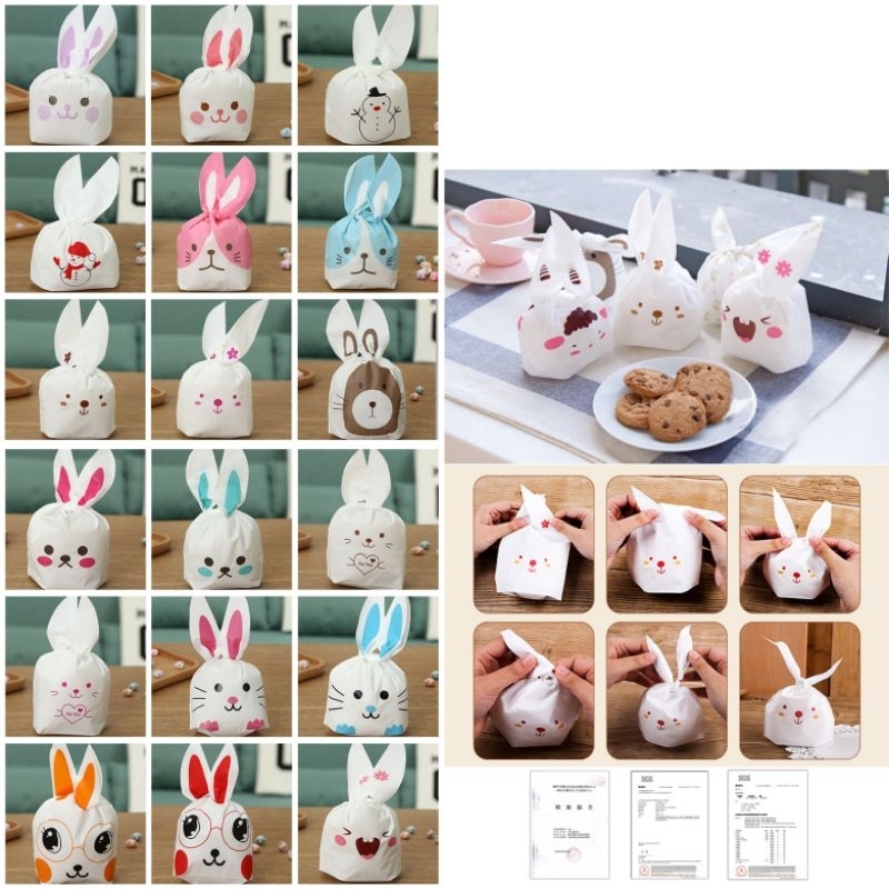 

10 PCS-PLASTIK KELINCI SNACK COOKIES ULANG TAHUN GOODIE BAG RABBIT HAPPY