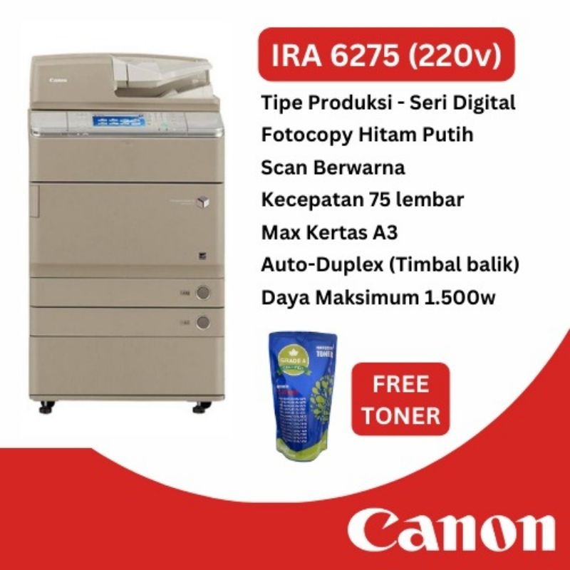 MESIN FOTOCOPY CANON IRA 6275 (220 VOLT ) ASLI EROPA