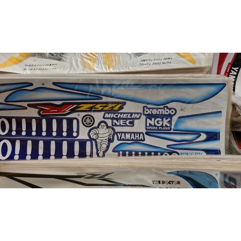 Yamaha 125 ZR stiker sticker stripping list cover kap body biru gogogo
