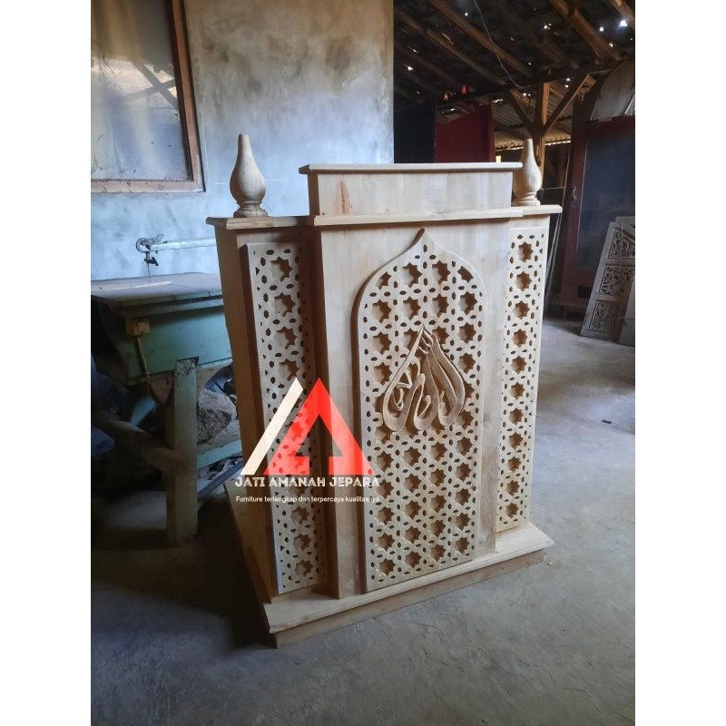 podium minimalis kayu jati asli, mimbar podium, mimbar podium