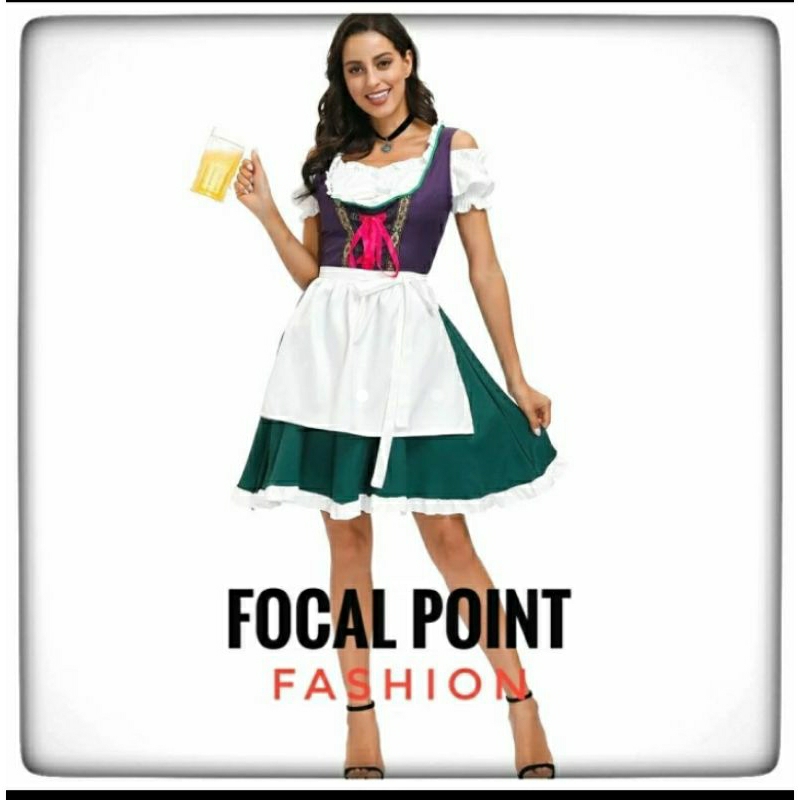 kostum tradisional Jerman dress dirndl Bavarian wanita dewasa Oktoberfest costume