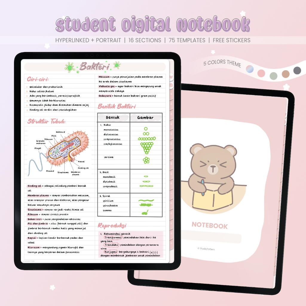 

Digital Student Notebook Template Portrait view untuk GoodNotes, Notability (iPad/Tablet)