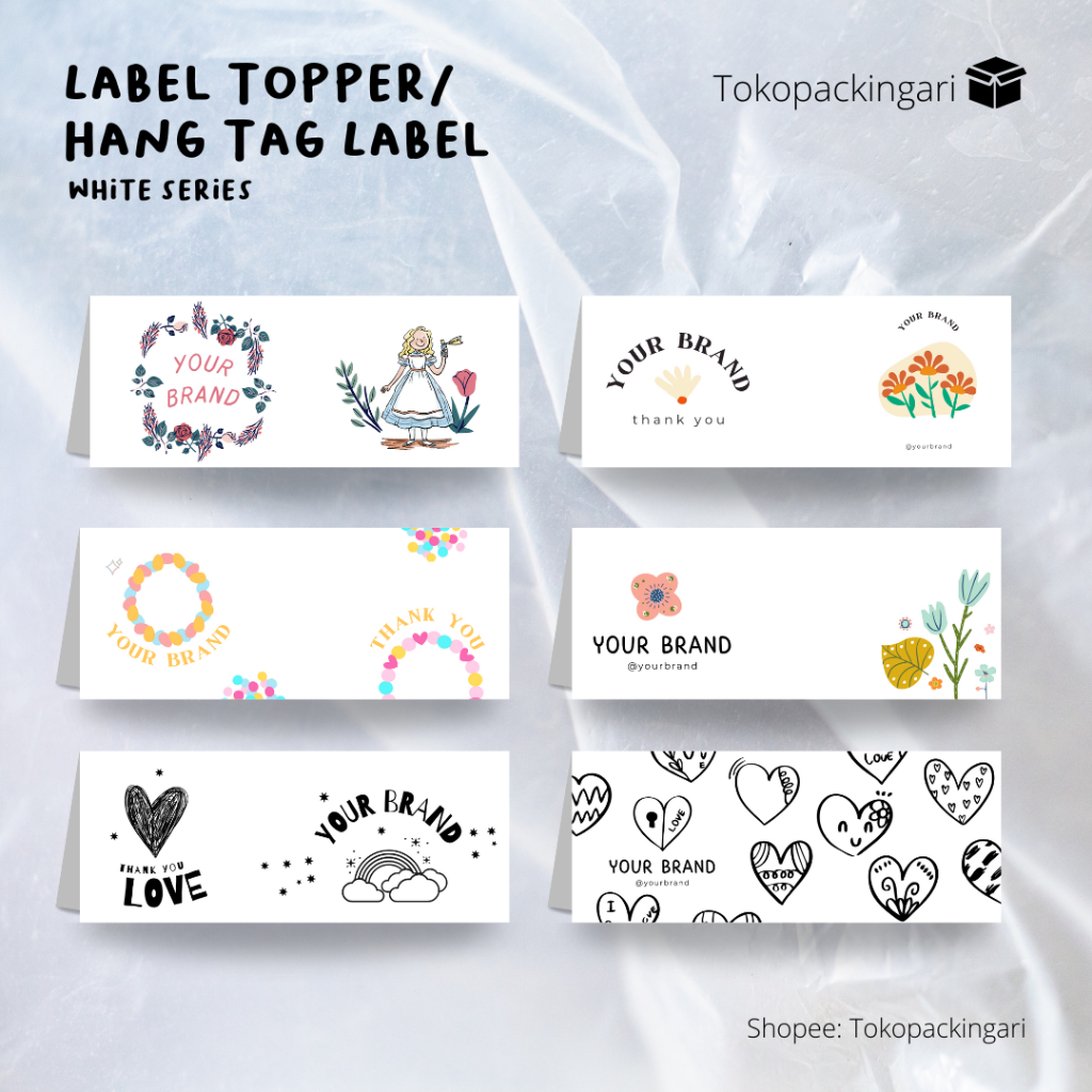 

Hang Tag Label Lipat White Series | Label Aksesoris | Topper Bag | Cute Paper | Kertas Label Gantungan