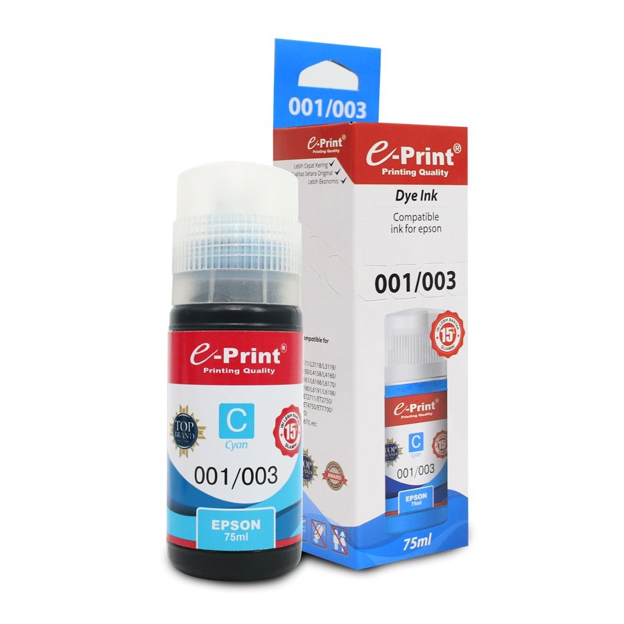 INK PRINTER EPSON / REFILL PRINTER EPSON / TINTA PRINT EPSON /INK E-PRINT EPSON 001 / 003 CYAN