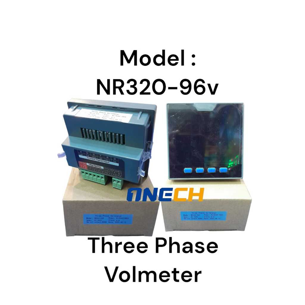 BisaCOD PT.WANDAO Three Phase Voltage Meter 3Phase 3Row / VoltMeter LED / Panel Meter Digital / Ampere direct AC/DC 60-280V 96 x 96 TAB NR-320-96v
