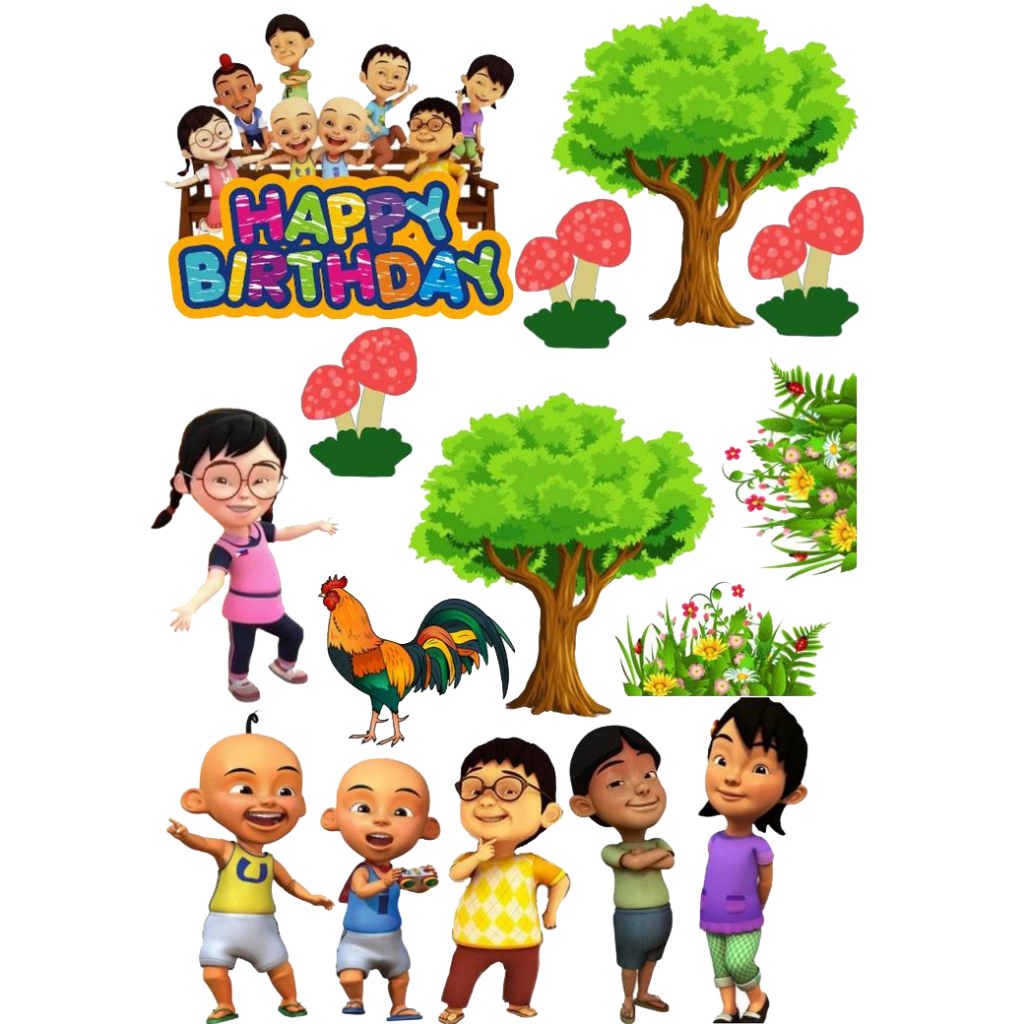 TOPPER CAKE ULANG TAHUN UPIN IPIN TOPPER CAKE CUSTOM / HIASAN KUE ULANG TAHUN