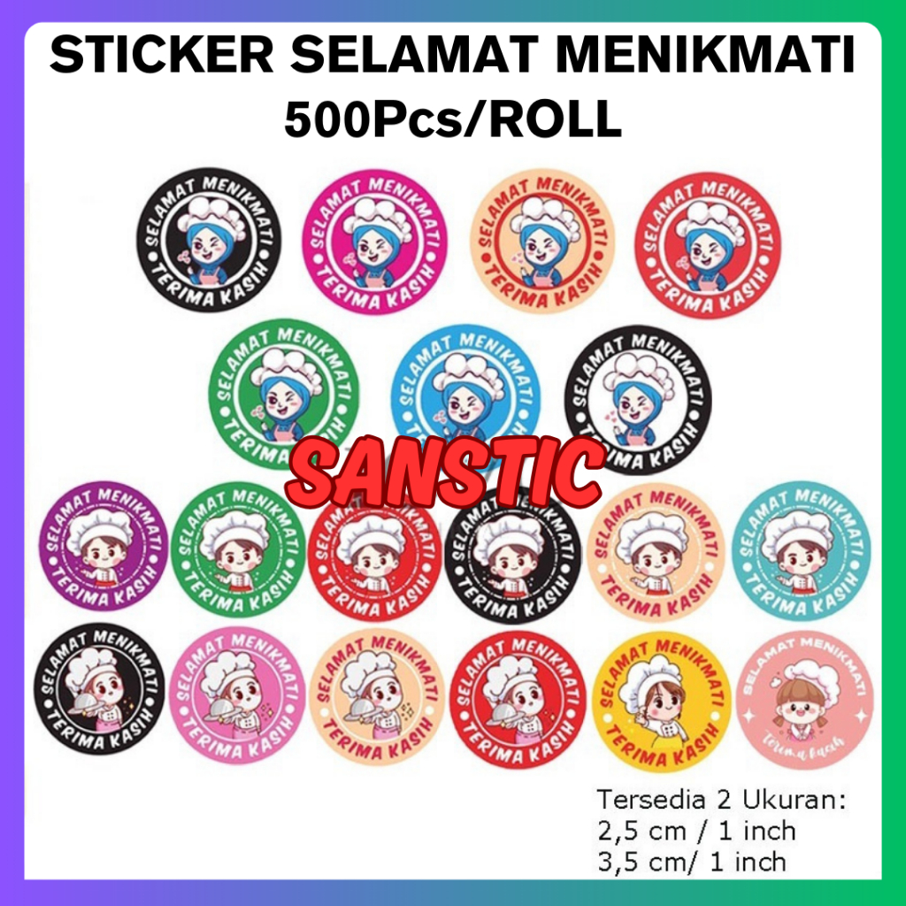 

1 ROLL 500Pcs Sticker Label SELAMAT MENIKMATI STICKER THANK YOU Stiker Bulat 2.5cm