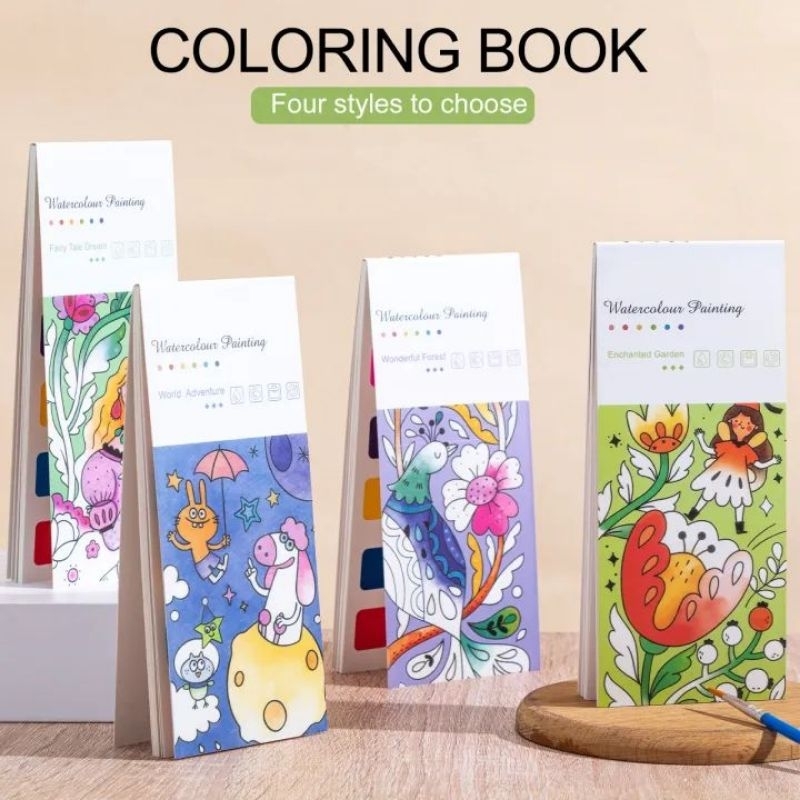 

Buku Mewarnai Sudah Termasuk Kuas dan Cat Air, Coloring Book