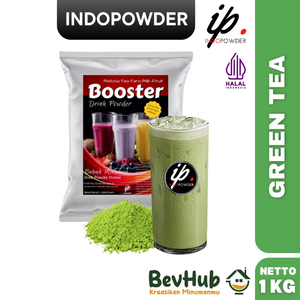 

Bubuk Minuman Indopowder Rasa Green Tea | Bevhub Bubuk Minuman Rasa Green Tea 1Kg / Bubuk Minuman Green Tea / Green Tea Powder Drink / Instant Powder Drink / Bubuk Matcha 1KG / Bubuk Minuman Matcha / Matcha Powder Drink