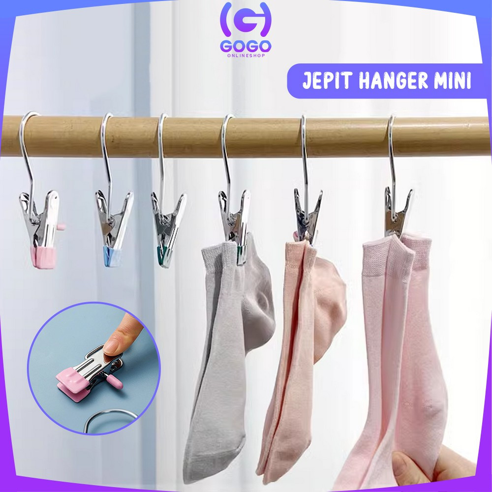 GOGO-C1052 Jepit Gantungan Jemuran Mini Serbaguna Gantungan Baju Jepit Besi / Pants Hanger Clip Stai