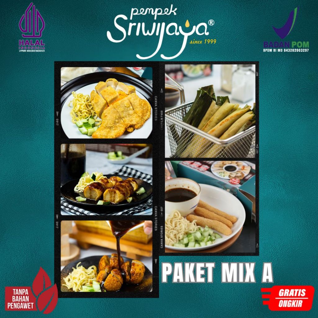 

Pempek Sriwijaya 100% ikan tenggiri Paket Mix A Vacuum Pack