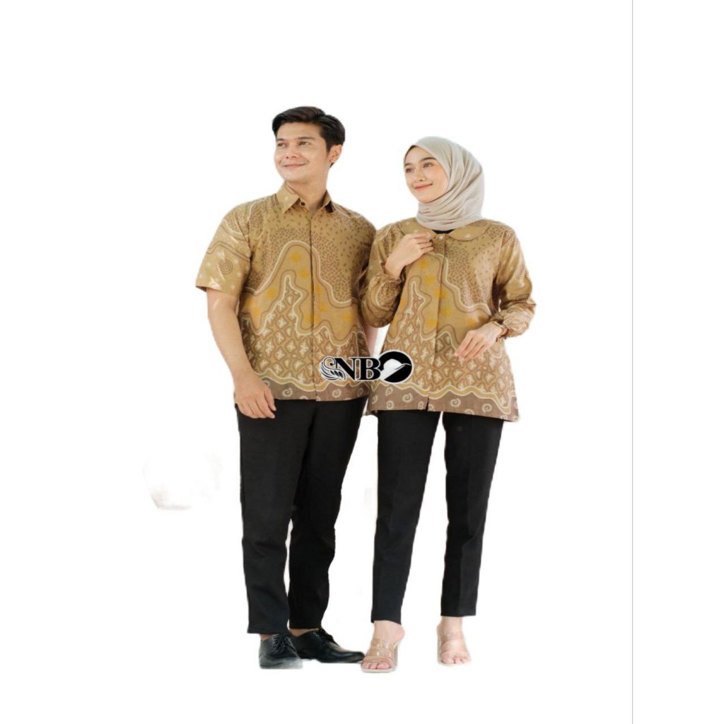 NEW Baju Batik Sarimbit Pria Wanita Modern KatunPremium Motif Tamara Model Terbaru 2024 Murah Mewah