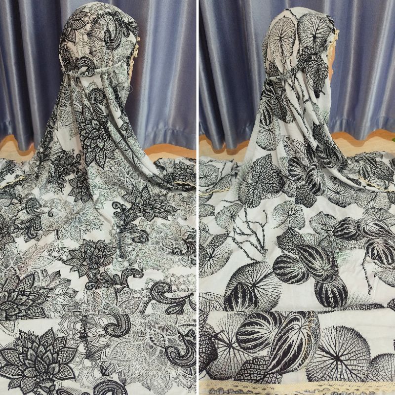 PROMO MUKENA RAYON MOTIF(COD) Mukena Bahan Rayon Size Dewasa Terusan/Lajuran Motif Bunga Bahan Adem