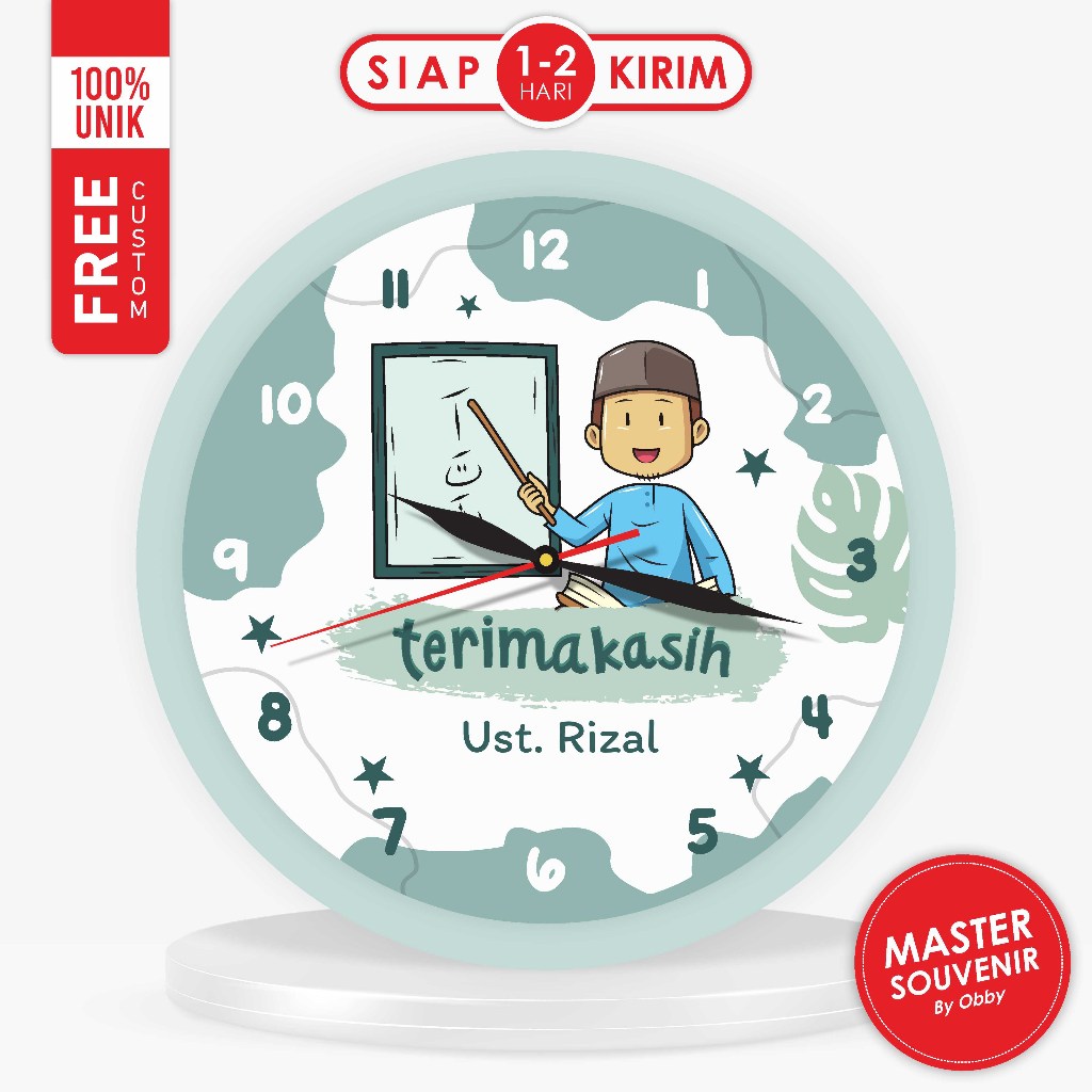 Jam Custom Selamat Hari Guru Ukuran 10CM (Kado Thank You Teacher Hadiah Hari Guru PGRI Unik Berkesan