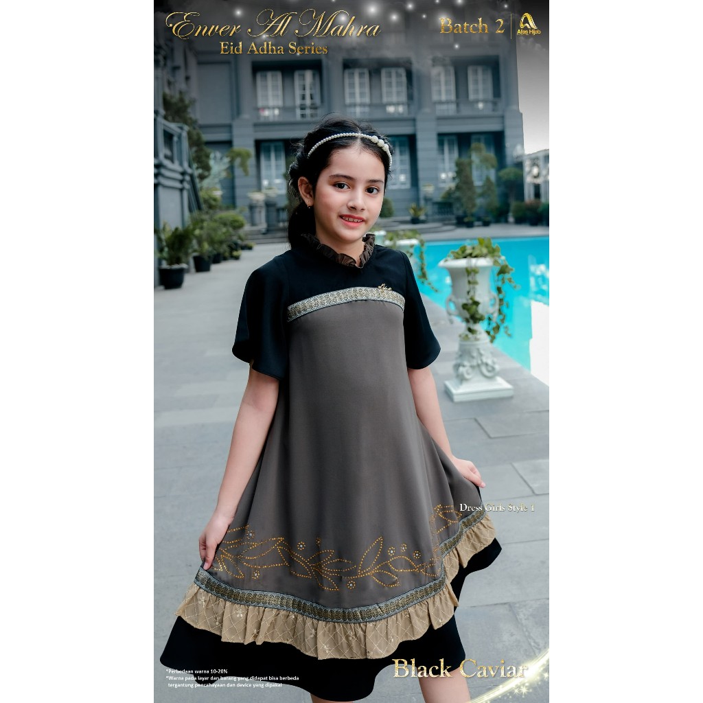 gamis anak perempuan Enver Al Mahra dress style1 Afas hijab sarimbit keluarga couple 2024 terbaru