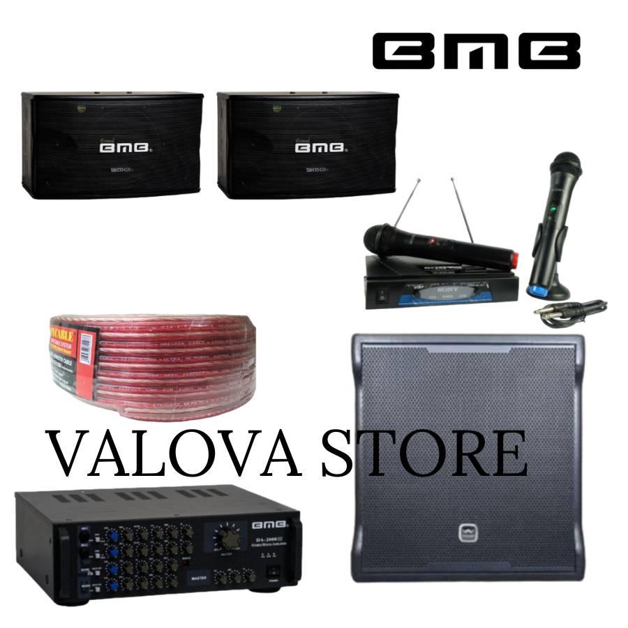 Paket karaoke 18 BMB cs450v + Ampli BMB DA2000 III BT + Sub Wisdom sw12a Original BMB