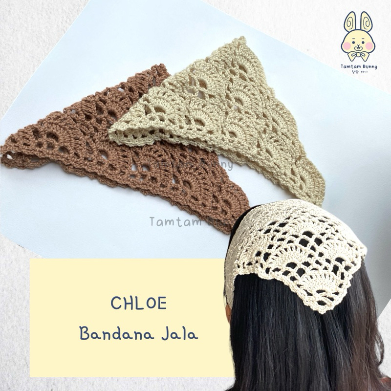 CHLOE Crochet Bandana Jaring / Jala ala Korea Rajut Bando Rambut Lucu