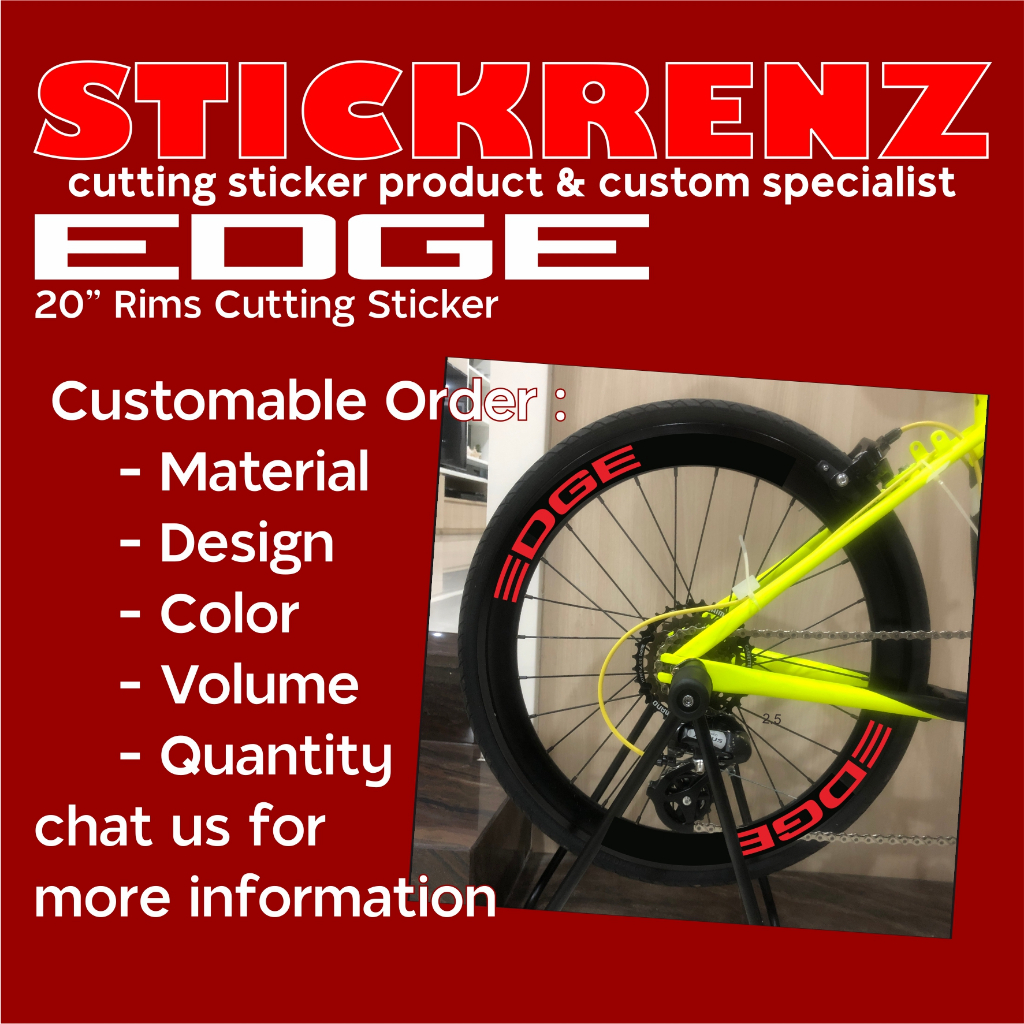 Cutting Sticker Stiker Rims Velg Sepeda Lipat 20" Edge 01 Custom