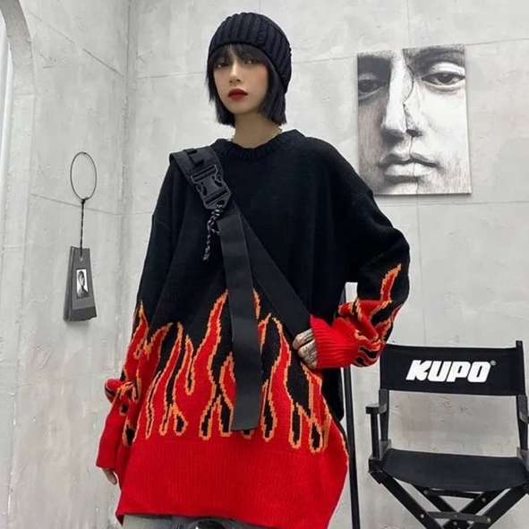 COD - Flame naomi sweater knit premium sweatshirt api rajut oversized