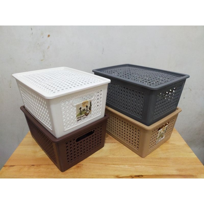 Keranjang Plastik Tutup Besar / Keranjang Kisah Kiara Size M / Keranjang Plastik Serbaguna / Kotak P