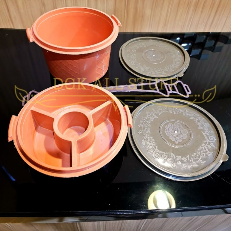 Rantang Bulat Bekal Tempat Makan Bontot Hajatan Piknik Souvenir Hadiah Plastik Susun 3 Tiga Tingkat 