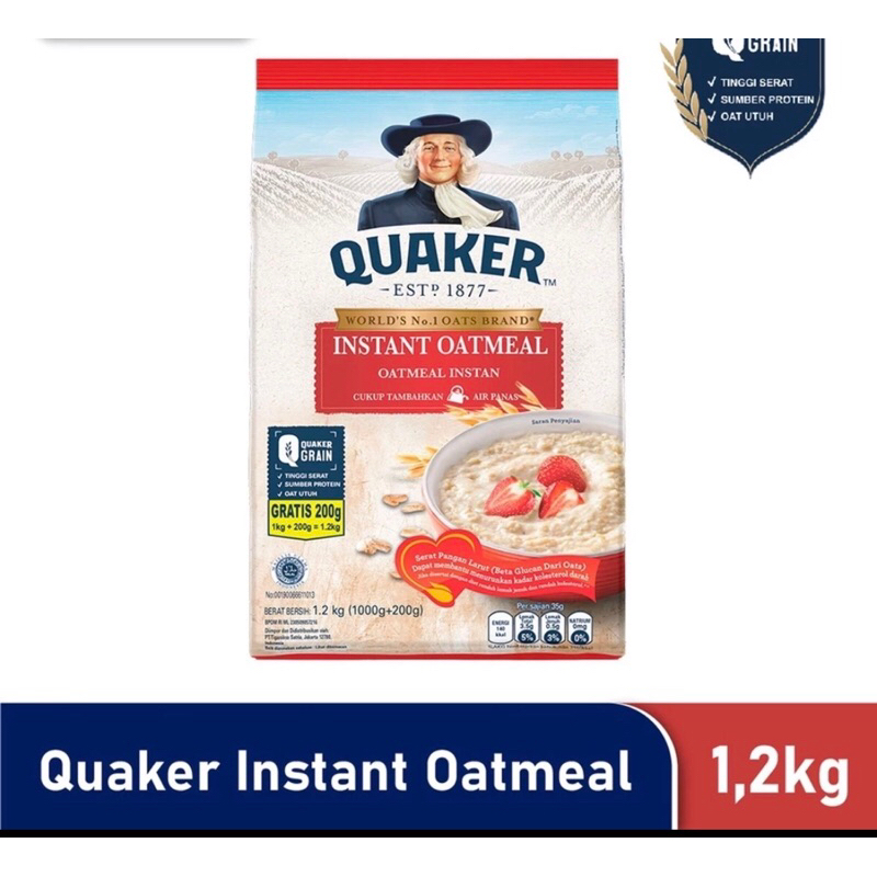 

Quaker instant oatmeal 1.2kg / 1200gr exp 11/25 fre bubble + box