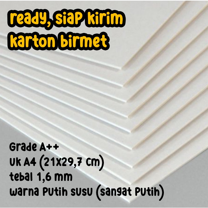 Kertas beermat ukuran A4 | birmet | board putih | kertas maket 1,6mm