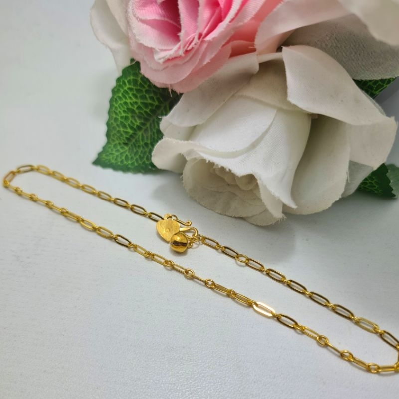 Gelang Kaki Paper Clip 2 Gram Emas Muda
