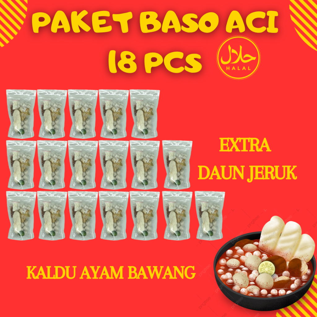 

BASO ACI PAKET 18 BUNGKUS MURAH ORIGINAL Bandung Kaldu Ayam Bawang Spesial Pedas Gurih Nikmat