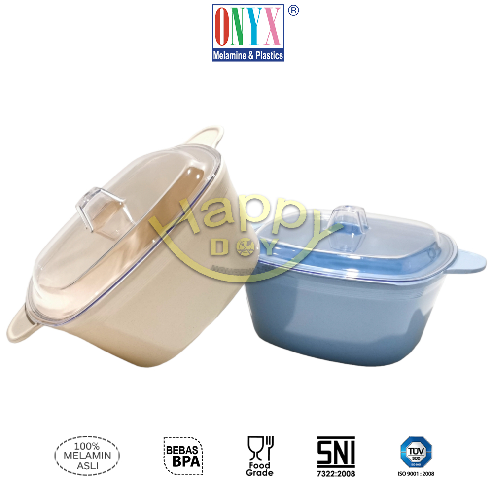 WADAH SAJI | WADAH LAUK | WADAH MAKANAN | CASSEROLE MELAMIN SEGI + TUTUP ONYX 2400ML