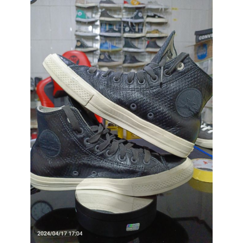 Converse High Leather Kulit Hitam CT 2 Size 42