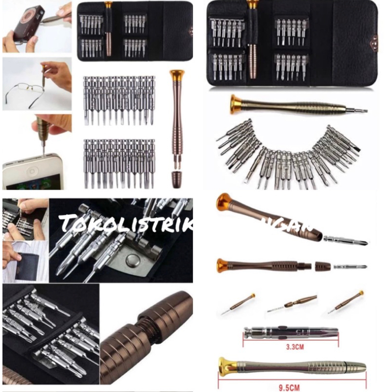 OBENG SET 25 IN 1 MODEL DOMPET/OBENG HANDPHONE/OBENG KACAMATA/OBENG REPARASI MULTI FUNGSI