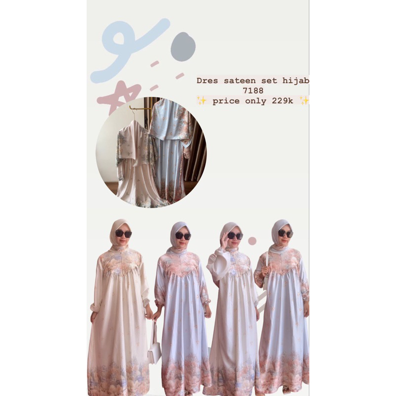 Dress Satin Set Hijab 7188