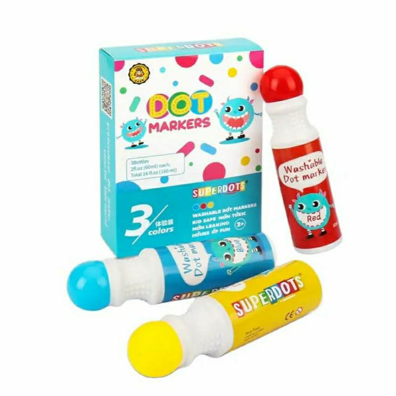 

Superdots Markers Spidol Dot Marker Anak Washable Non-Toxic (3pcs/box)