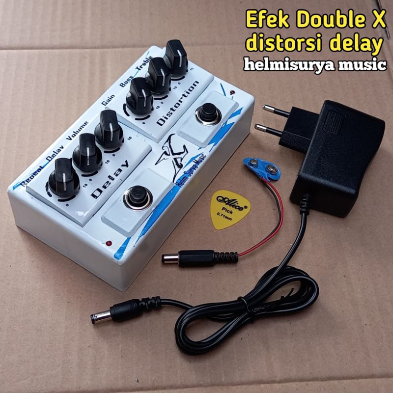 Efek gitar X distorsi delay double plus Adaptor