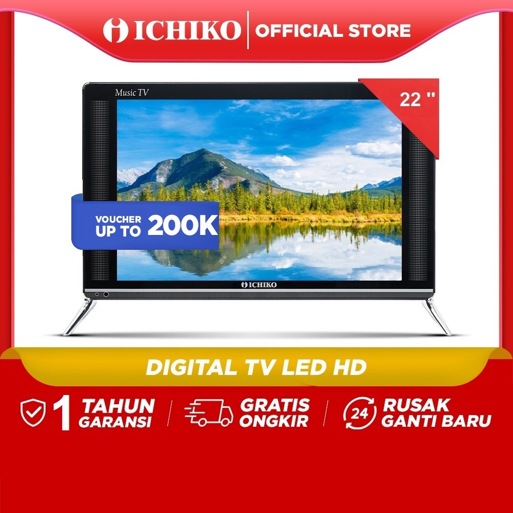 ICHIKO Smart TV LED TV 19 / 32 Inch HD-USB / HDMI Plug & Play Movie USB HDMI - Tanpa STB