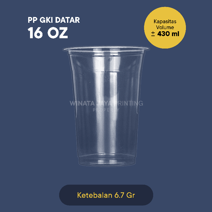SABLON + CUP PLASTIC CUP PP / GELAS PLASTIK PP 16 OZ GKI (430 ML)