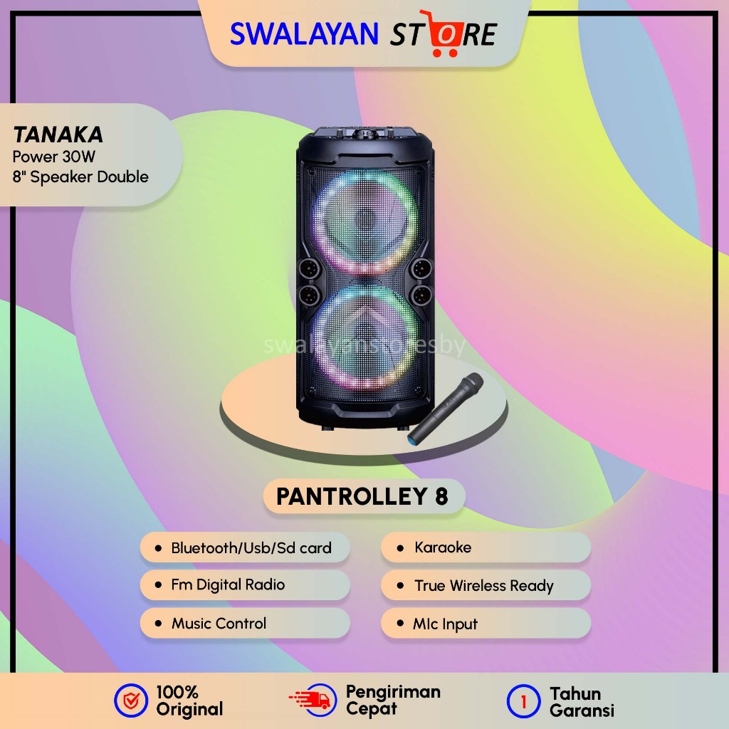 ORIGINAL SPEAKER PORTABLE SPEAKER BLUETOOTH SPEAKER KARAOKE BONUS MIC TANAKA WAKANDA 8 IN NEW. SPEAK